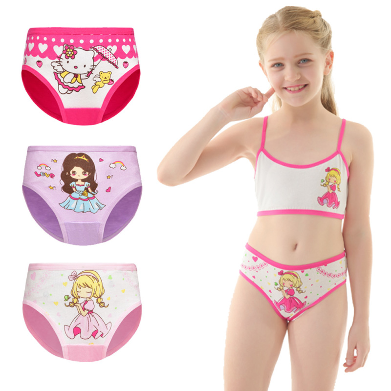 Bra & Brief Sets Girls' Underwear Cute Cartoon Brief Stretch Breathable  Panties For Girl Kids High Quality Cotton Soft Underwear 